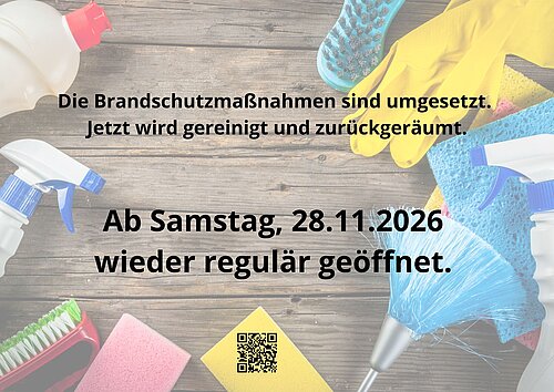 Brandschutzmaßnahme abgeschlossen. Reinigungsarbeiten bis 28.11.26