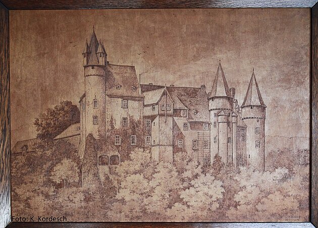 Pyrographie von Schloss Herborn